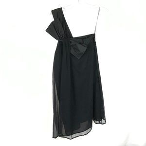 NWT Womens Size 6 Lipsy London Black Pure Silk One Shoulder Mini Dress